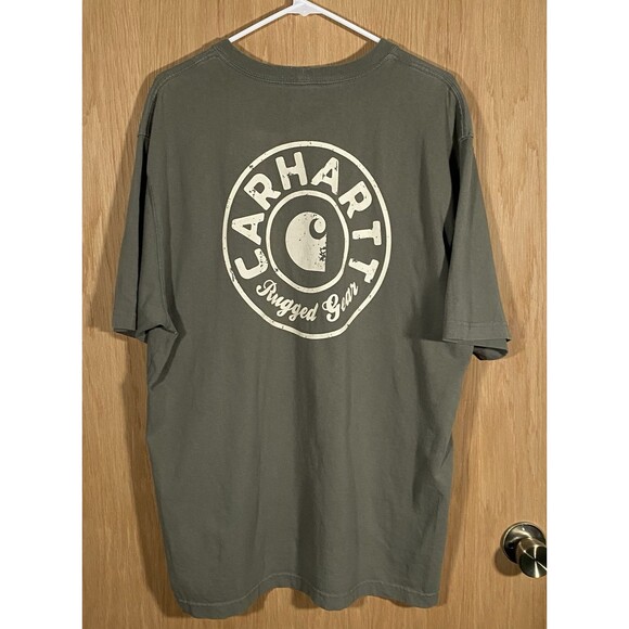 Carhartt Shirt Men's Lg Green Loose Fit Rugged Gear Graphic Tee Workwear Logo - Picture 2 of 9
